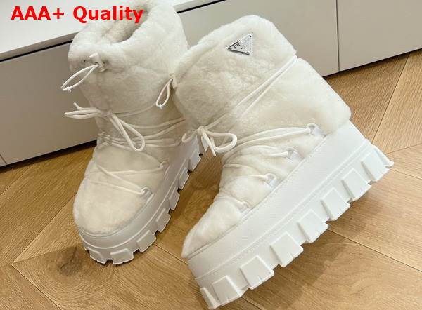 Prada Shearling Apres Ski Boots in White 1U032N Replica