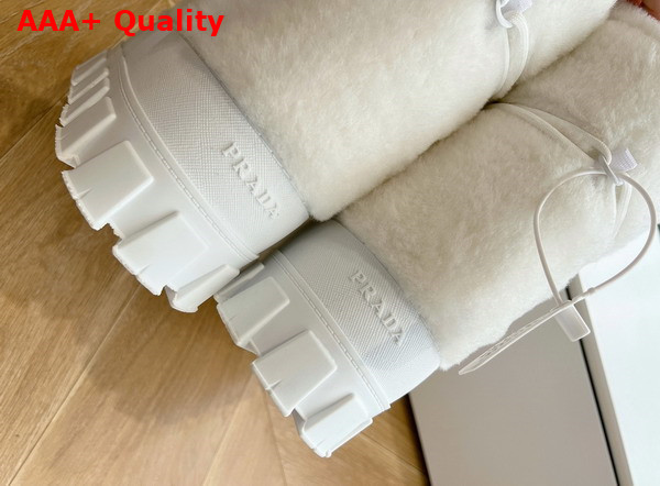 Prada Shearling Apres Ski Boots in White 1U032N Replica