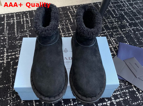 Prada Shearling Booties in Black 1T217N Replica