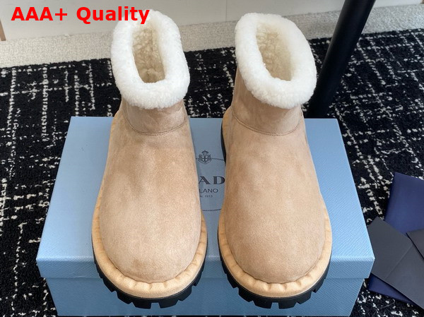 Prada Shearling Booties in Ecru 1T217N Replica