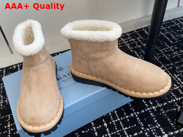 Prada Shearling Booties in Ecru 1T217N Replica