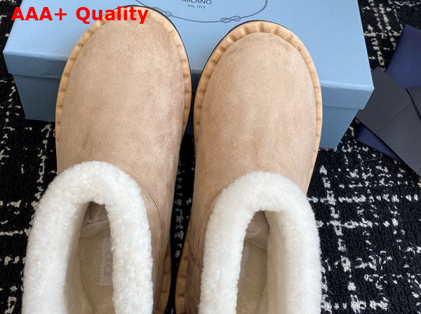 Prada Shearling Booties in Ecru 1T217N Replica