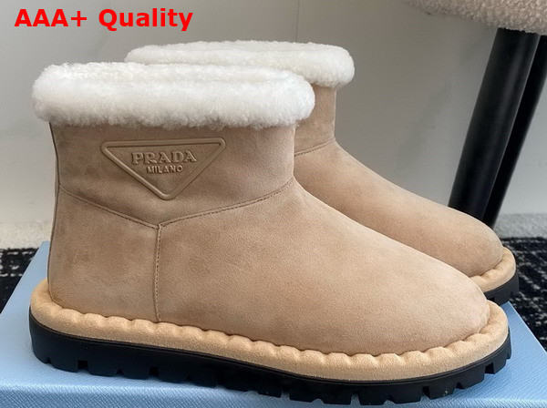 Prada Shearling Booties in Ecru 1T217N Replica