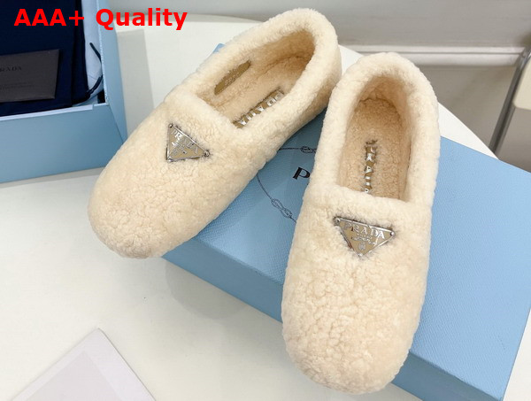 Prada Shearling Loafer in Beige for Women Replica