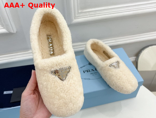 Prada Shearling Loafer in Beige for Women Replica