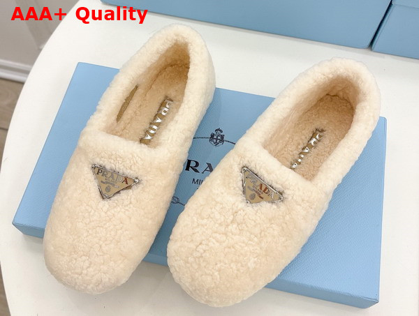 Prada Shearling Loafer in Beige for Women Replica