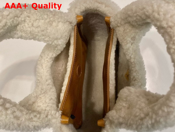 Prada Shearling Mini Handbag Cognac Natural 1BA349 Replica