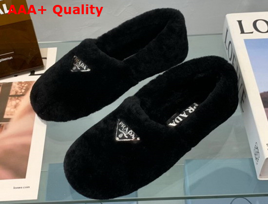 Prada Shearling Slippers in Black Replica