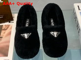 Prada Shearling Slippers in Black Replica