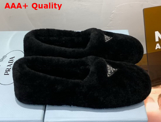 Prada Shearling Slippers in Black Replica