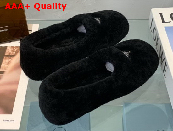 Prada Shearling Slippers in Black Replica