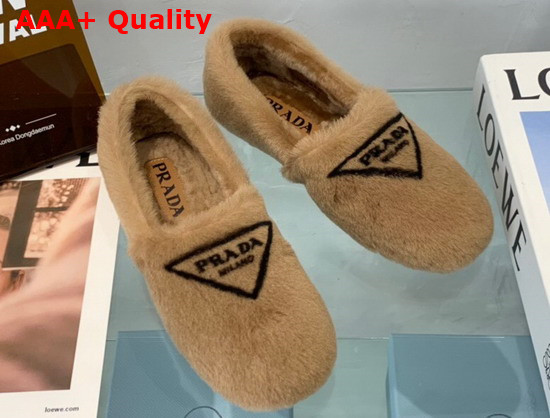 Prada Shearling Slippers in Brown Replica