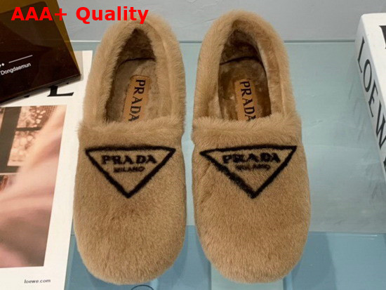 Prada Shearling Slippers in Brown Replica