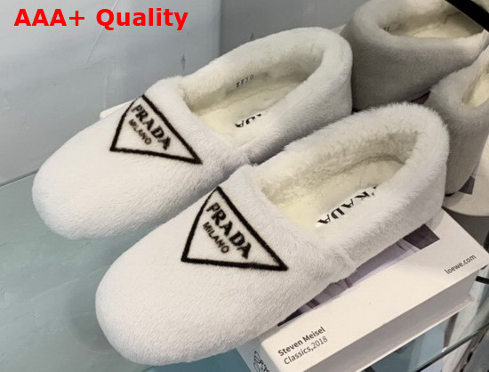 Prada Shearling Slippers in White Replica