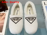 Prada Shearling Slippers in White Replica