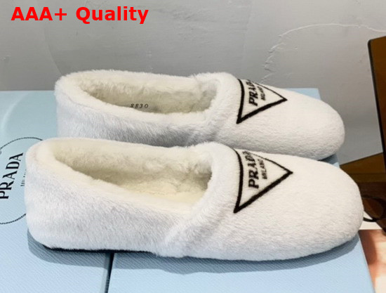 Prada Shearling Slippers in White Replica