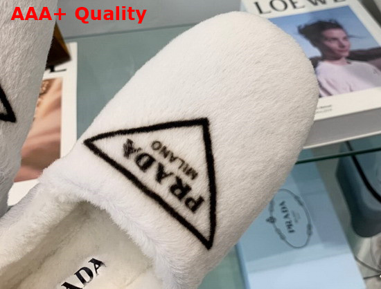 Prada Shearling Slippers in White Replica