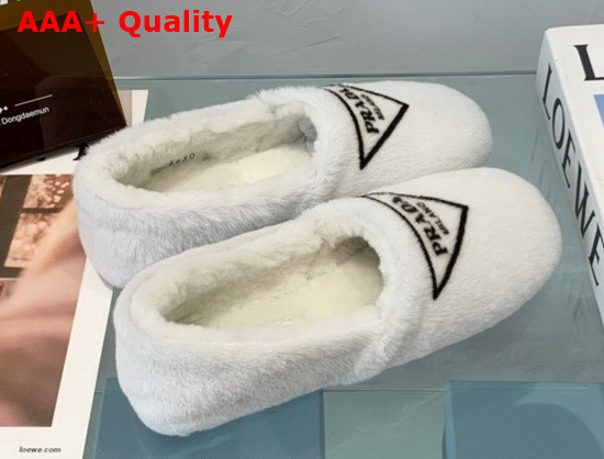 Prada Shearling Slippers in White Replica