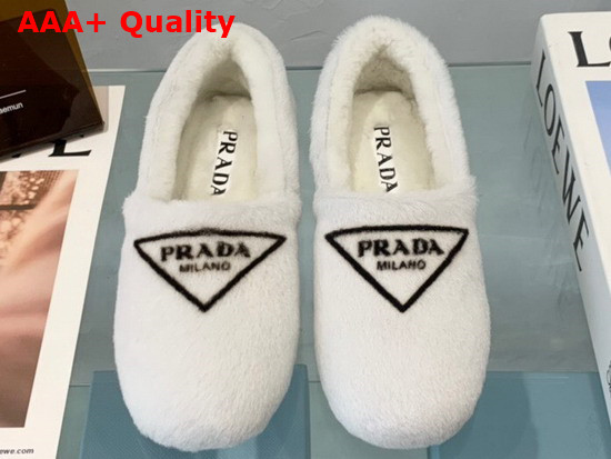 Prada Shearling Slippers in White Replica