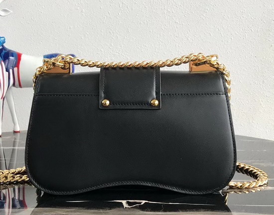 Prada Sidonie Leather Shoulder Bag in Black Calf Leather