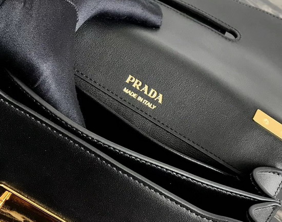 Prada Sidonie Leather Shoulder Bag in Black Calf Leather