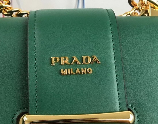 Prada Sidonie Leather Shoulder Bag in Green Calf Leather