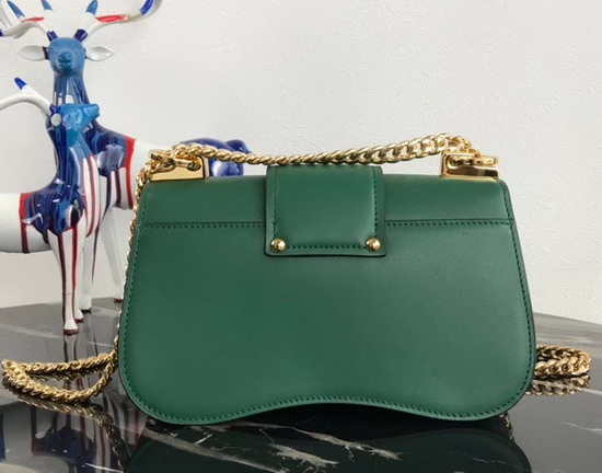 Prada Sidonie Leather Shoulder Bag in Green Calf Leather