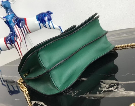 Prada Sidonie Leather Shoulder Bag in Green Calf Leather