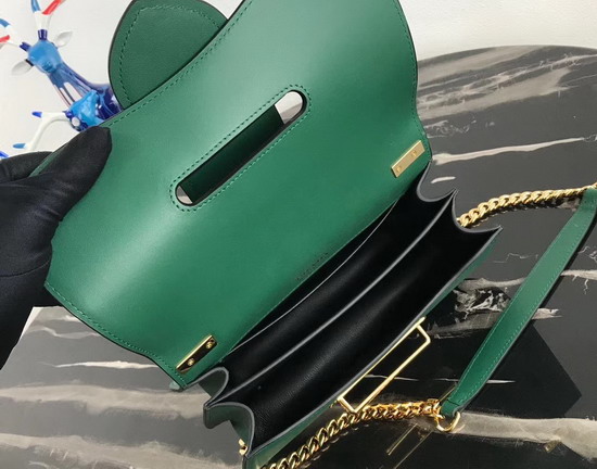 Prada Sidonie Leather Shoulder Bag in Green Calf Leather