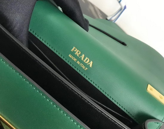 Prada Sidonie Leather Shoulder Bag in Green Calf Leather