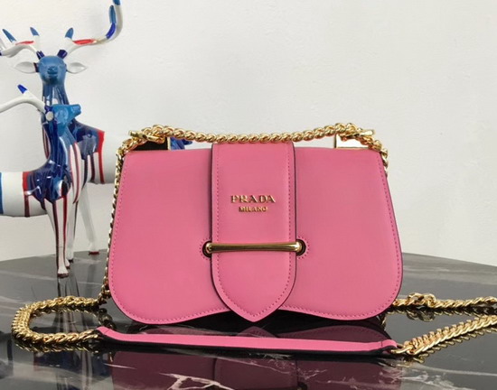 Prada Sidonie Leather Shoulder Bag in Pink Calf Leather