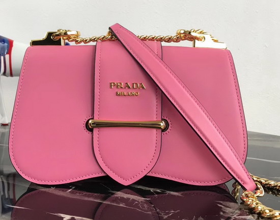 Prada Sidonie Leather Shoulder Bag in Pink Calf Leather