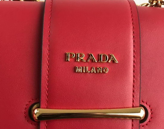 Prada Sidonie Leather Shoulder Bag in Red Calf Leather