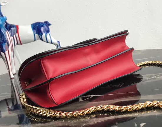 Prada Sidonie Leather Shoulder Bag in Red Calf Leather