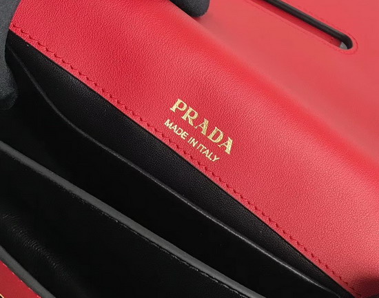 Prada Sidonie Leather Shoulder Bag in Red Calf Leather