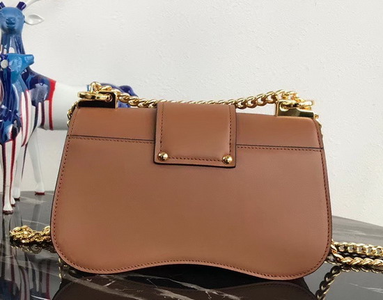 Prada Sidonie Leather Shoulder Bag in Tan Calf Leather