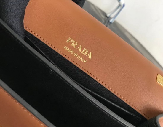 Prada Sidonie Leather Shoulder Bag in Tan Calf Leather