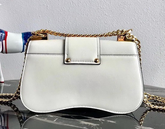 Prada Sidonie Leather Shoulder Bag in White Calf Leather