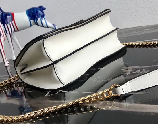 Prada Sidonie Leather Shoulder Bag in White Calf Leather