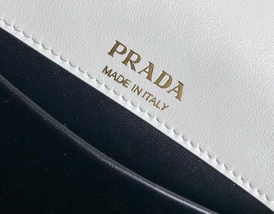 Prada Sidonie Leather Shoulder Bag in White Calf Leather