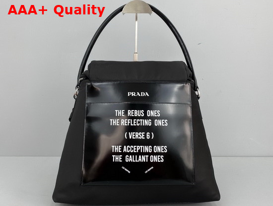 Prada Signaux Nylon and Leather Hobo Bag in Black 1BC160 Replica