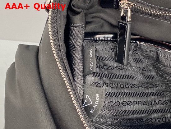 Prada Signaux Nylon and Leather Hobo Bag in Black 1BC160 Replica