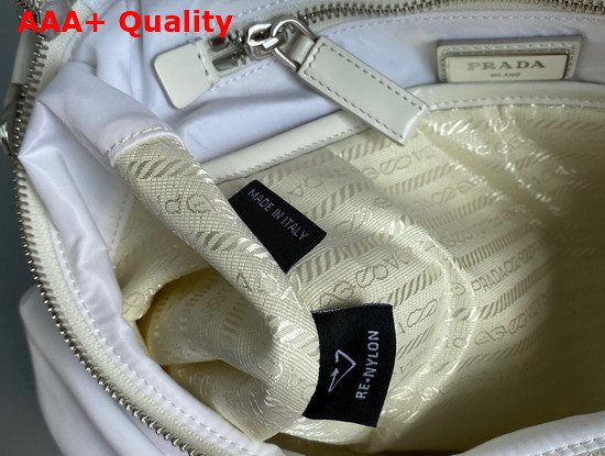 Prada Signaux Nylon and Leather Hobo Bag in White 1BC160 Replica