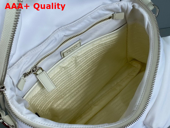 Prada Signaux Nylon and Leather Hobo Bag in White 1BC160 Replica