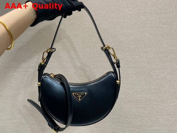 Prada Small Arque Leather Shoulder Bag in Black Replica