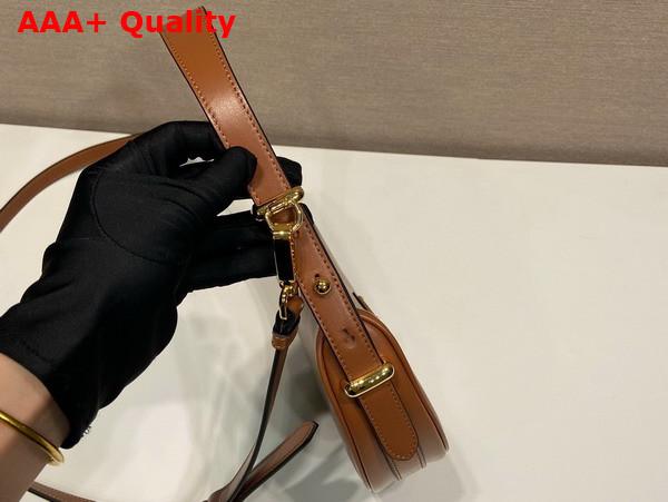 Prada Small Arque Leather Shoulder Bag in Cognac Replica