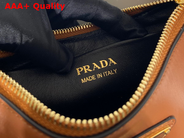 Prada Small Arque Leather Shoulder Bag in Cognac Replica