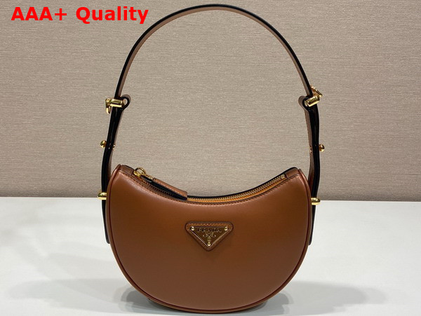 Prada Small Arque Leather Shoulder Bag in Cognac Replica