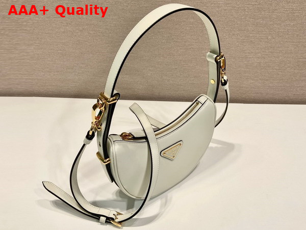 Prada Small Arque Leather Shoulder Bag in White Replica