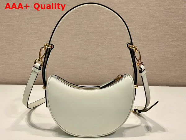 Prada Small Arque Leather Shoulder Bag in White Replica